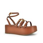 Sandália Flatform Couro Caramelo