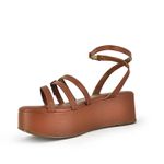 Sandália Flatform Couro Caramelo