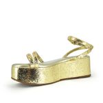  Sandália Flatform Dourada Couro