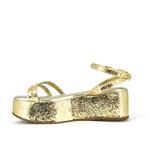  Sandália Flatform Dourada Couro