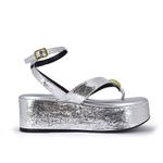 Sandália Flatform Couro Prata