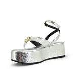 Sandália Flatform Couro Prata