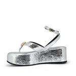 Sandália Flatform Couro Prata