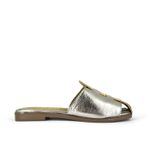 Mule Flat Bicolor Couro Metalizado