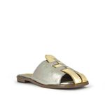 Mule Flat Bicolor Couro Metalizado