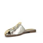 Mule Flat Bicolor Couro Metalizado