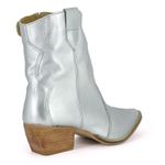 Bota Feminina Western Couro Metalizado Prata