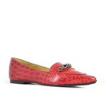 Mocassim Couro Croco Vermelho