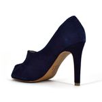 Sandália Peep Toe Nobuck Azul Marinho