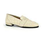 Mocassim Couro Croco Off White