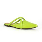 Sapatilha Mule Bico Fino Couro Verde Pistache