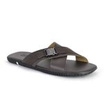 Chinelo Masculino Tiras Cruzadas de Couro Marrom