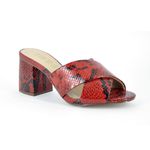 Mule Couro Estampa Cobra Vermelho