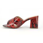 Mule Couro Estampa Cobra Vermelho