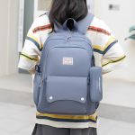 Mochila Bolsa Média Escolar Juvenil Moderna Bolsos Compacta Faculdade Azul