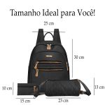 Kit Mochila Luxo Social com Bolsa e Porta Moedas Preto