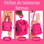 Bolsa 2 em 1 Vira Mochila Multifuncional Brilhosa Rosa Pink