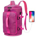Mochila Bolsa Com Cabo USB Entradas de Carregar Celular e Notebook Rosa Pink