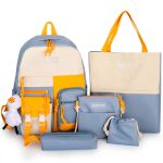 Kit Mochila Escolar Infantil Feminina Bolsas Estojo Azul Claro