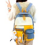 Kit Mochila Escolar Infantil Feminina Bolsas Estojo Azul Claro