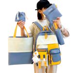 Kit Mochila Escolar Infantil Feminina Bolsas Estojo Azul Claro