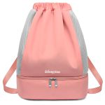 Mochila Saco Com Fechamento Expansivo Esportiva Com Porta Sapatos Separado Rosa Claro