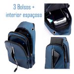 Bolsa Shoulderbag Porta Documentos Semi Impermeável Transversal Azul