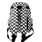 Mochila Média Quadriculada Estilo Escolar Juvenil Moderno Bolso Antifurto Quadriculada Branco e Preto