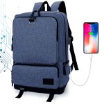 Mochila Média Moderna Com Cabo USB Entradas de Carregar Celular e Notebook Azul