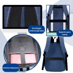 Mochila Média Moderna Com Cabo USB Entradas de Carregar Celular e Notebook Azul