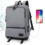 Mochila Média Moderna Com Cabo USB Entradas de Carregar Celular e Notebook Cinza