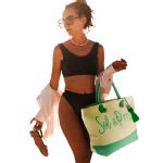 Bolsa Grande Sacola Reforçada de Ombro Verão Mar Moda Praia Resistente Verde