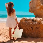 Bolsa Grande Sacola Reforçada de Ombro Verão Mar Moda Praia Resistente Vermelha