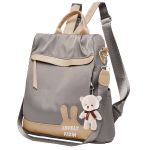 Mochila Antifurto Social Elegante Casual Cinza com Marrom