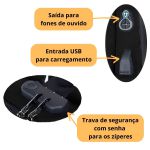 Mochila Executiva Cabo USB Trava Segurança Anti Furto Média Preto