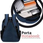 Mochila Média Executiva Casual Discreta Compartimento Para Notebook Azul