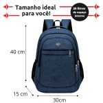 Mochila Média Executiva Casual Discreta Compartimento Para Notebook Azul