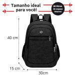 Mochila Média Executiva Casual Discreta Compartimento Para Notebook Preta