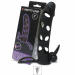 *Capa Peniana Com Anel Escrotal e Vibro 16cm SI (1202) - Preto
