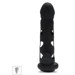 *Capa Peniana Com Anel Escrotal e Vibro 16cm SI (1202) - Preto