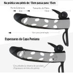 *Capa Peniana Com Anel Escrotal e Vibro 16cm SI (1202) - Preto