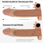*Capa Peniana Com Vibro e Anel Escrotal 20cm SI (1234) - Bege
