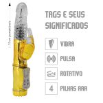 Vibrador Rotativo Estimulador Coelho SI (5277-ST355). - Dourado