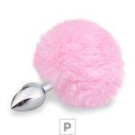 Plug de Metal P Com PomPom SI (5501) - Rosa