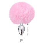 Plug de Metal P Com PomPom SI (5501) - Rosa