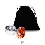 Plug de Metal P Cromado Com Strass 6cm SI (5845) - Pedra Dourada