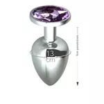 Plug de Metal G Cromado Com Strass 8cm SI (5847) - Pedra Lilás