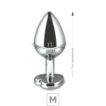 Plug de Metal M Com Pedra Formato de Coração 7cm (5849) - Pedra Azul
