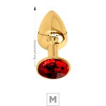 Plug de Metal M Dourado Com Strass SI (7053) - Pedra Vermelha