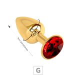 Plug de Metal G Dourado Com Strass SI (7054) - Pedra Vermelha